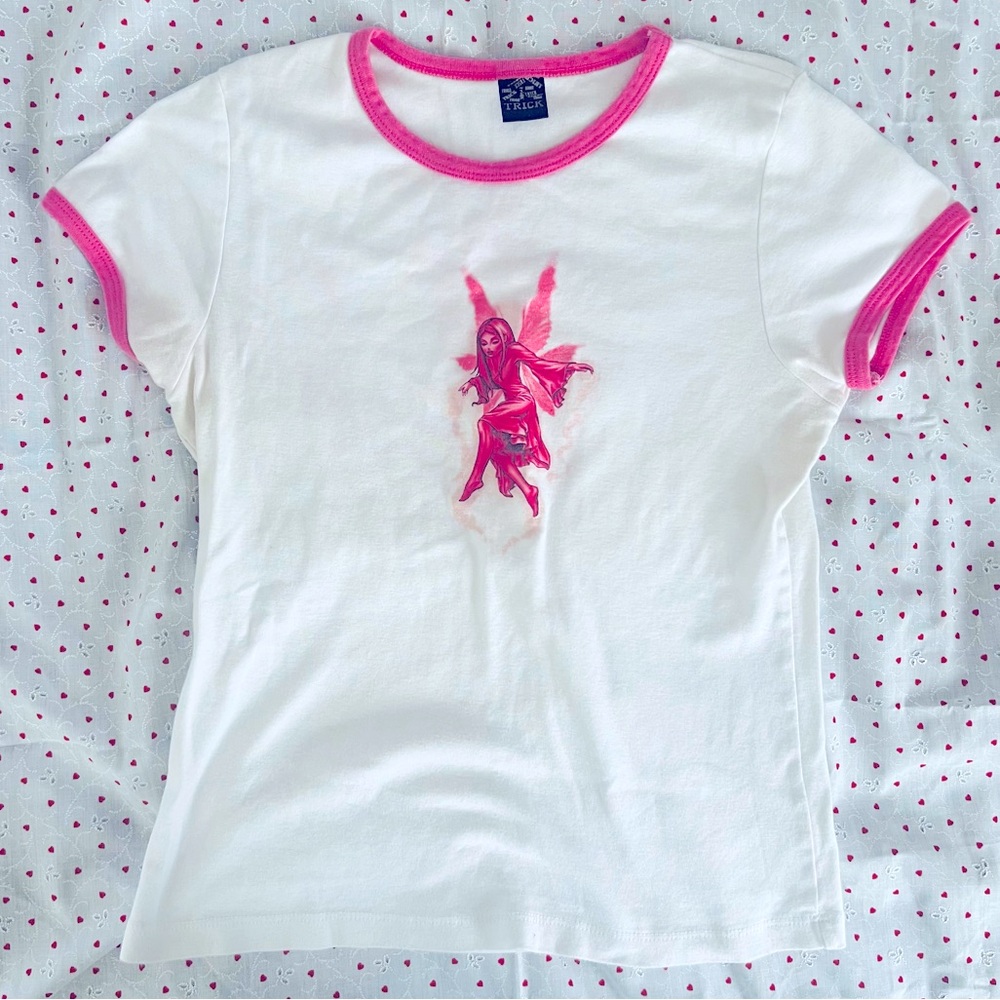 Pink and white trick fairy shirt